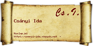 Csányi Ida névjegykártya